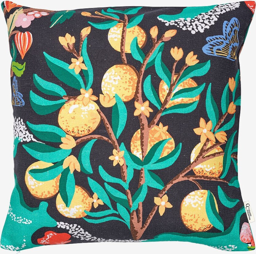 Kuddfodral Botanical Orange - Svart