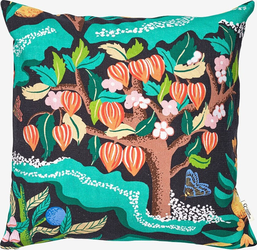 Kuddfodral Botanical Cherry - Svart