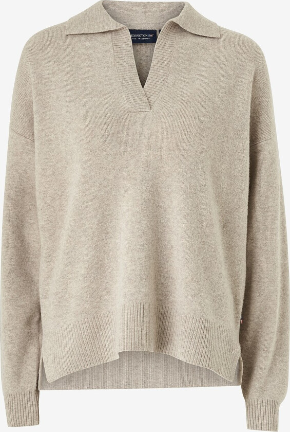 Genser Peyton Boiled Merino Wool Knitted Polo Sweater - Beige