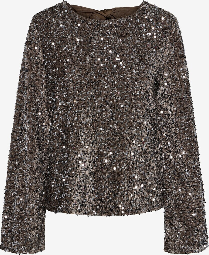 Topp pcKam LS Deep Back Bow Top BC - Brun