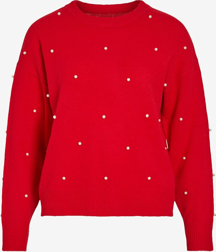 Genser viSpark L/S Knit Pearl Pullover - Rød