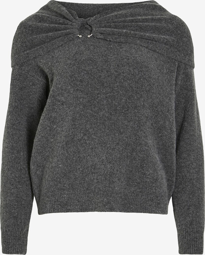 Topp viKenya L/s Off Shoulder Knit Top/k - Grå