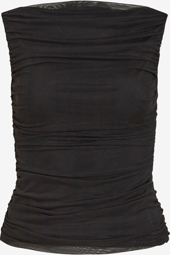 Topp viElena S/l Boat Neck Drapping Top - Svart