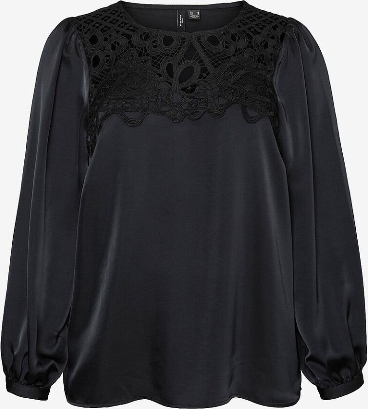 Topp vmcOmaja L/S O-neck Top Wvn Btq Cur - Svart