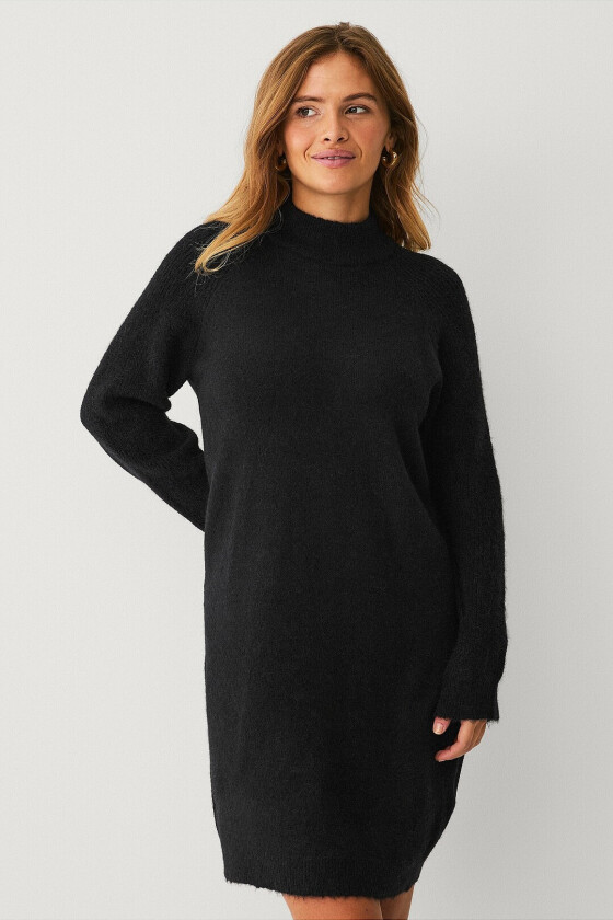 Kjole slfLulu LS High Neck Knit Dress - Svart