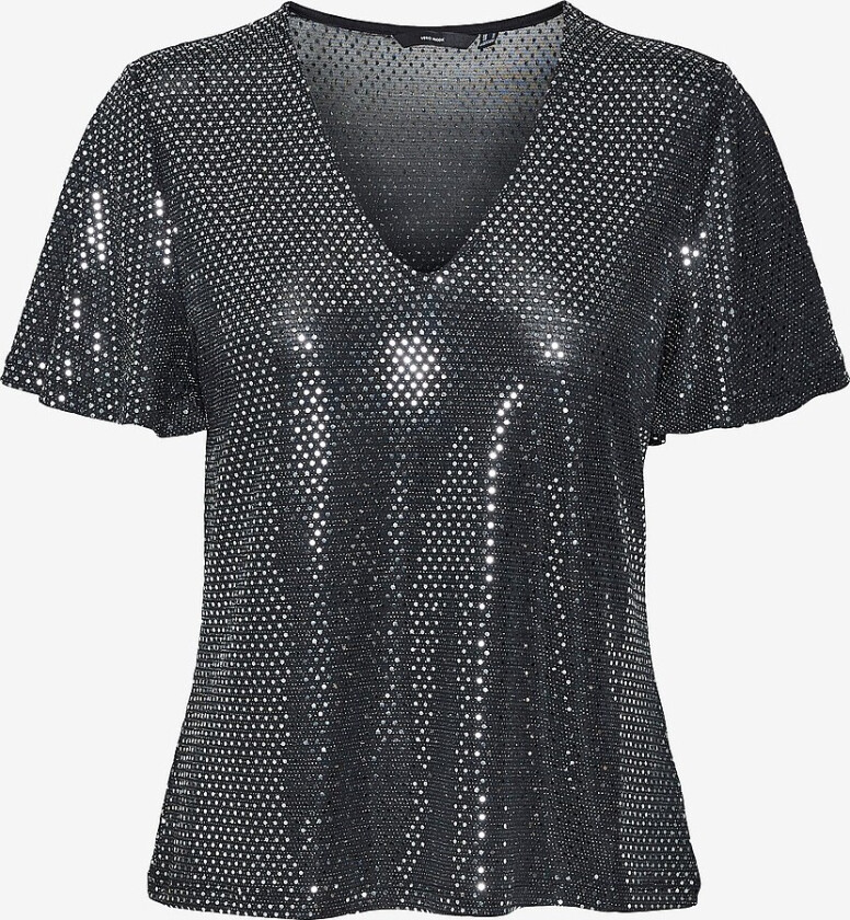 Topp vmEvaline SS V-neck Top Jrs GA - Svart