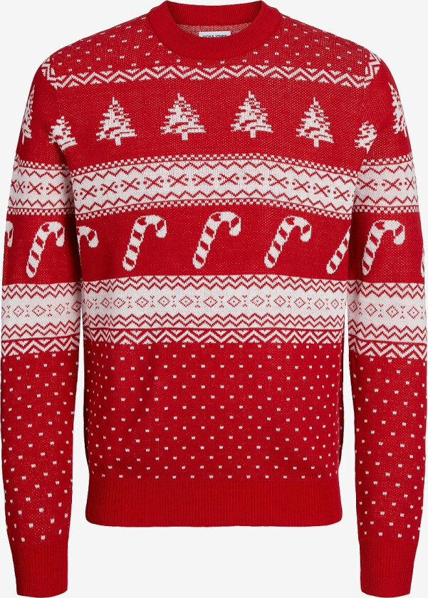 Julegenser jjXas Gabriel Knit Crew Neck Pls - Rød