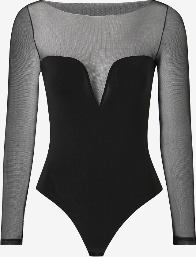 Bodysuit Mesh Contrast - Svart