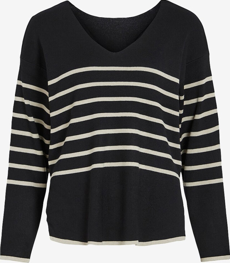 Genser viOstria V-neck L/S Rev Top - Svart
