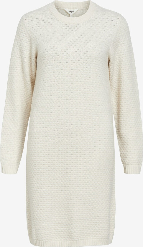 Kjole objFenya RE L/S Knit Short Dress - Beige