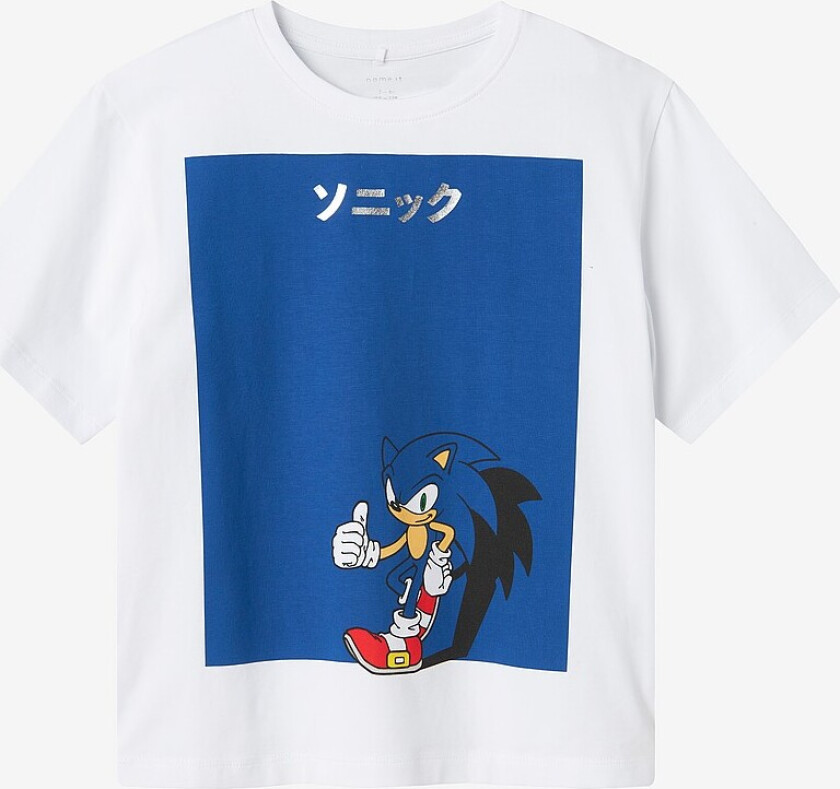 T-skjorte nkmDow Sonic Nreg SS Top Box Sky - Hvit
