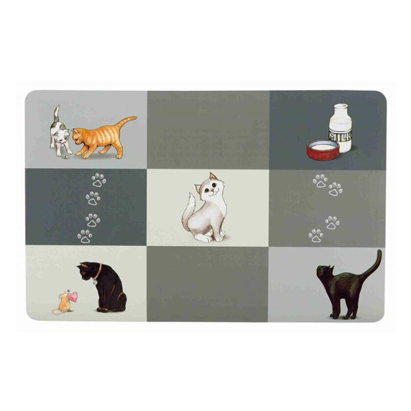 Patchwork Spisematte m/ Kattemotiv 44 x 28 cm