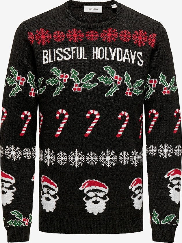 Julegenser onsMmas Reg 5 Allover Crew Knit - Svart
