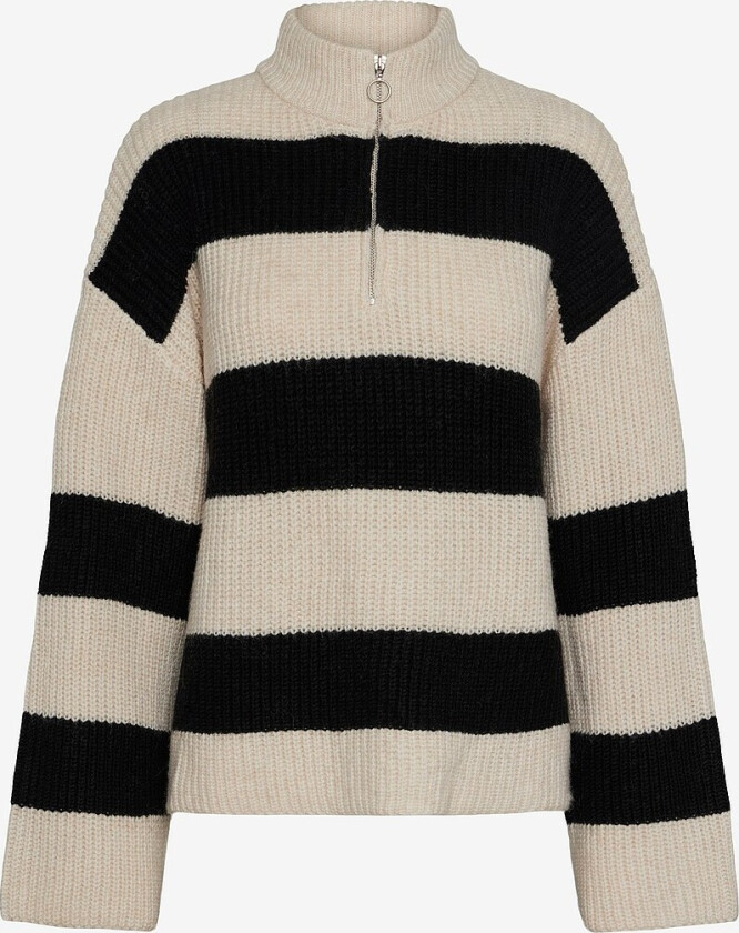 Genser pcNalini LS Half Zip Knit BC - Beige