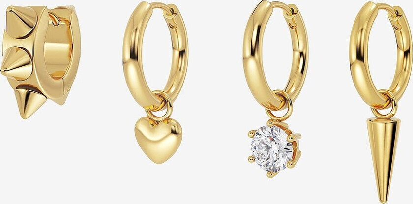 Øredobber Peak Hoops One Heart Gold Set - Gull