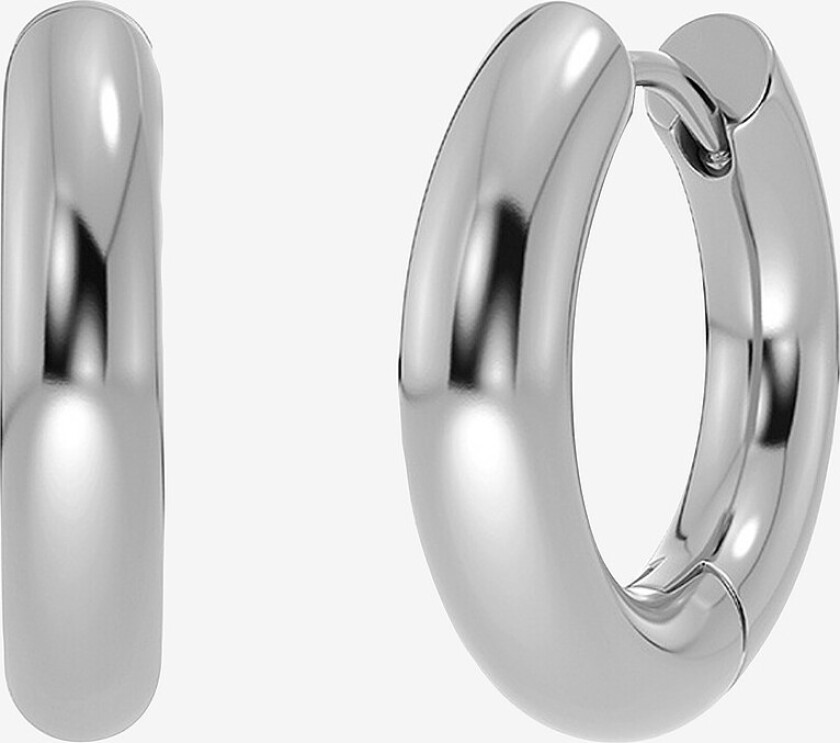 Øredobber Chunky Hoops L - Sølv