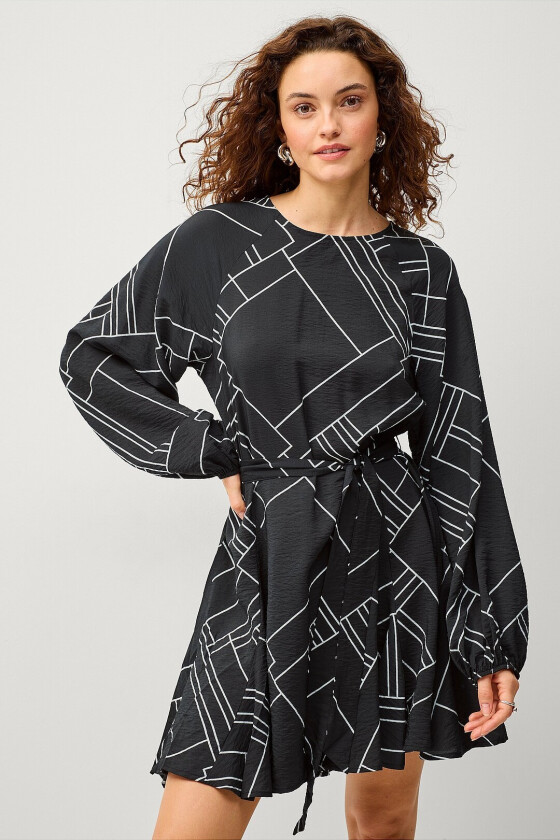 Kjole viDogma Oda O-neck L/S Short Dress - Svart
