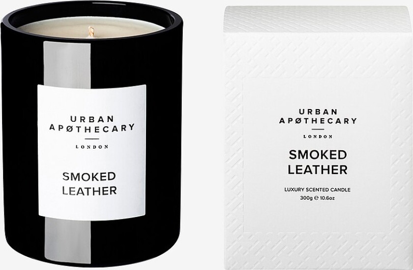 Luxury Candle Smoked Leather - Hvit