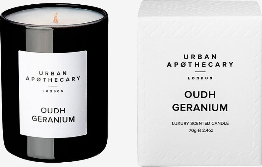 Luxury Candle Oudh Geranium - Hvit