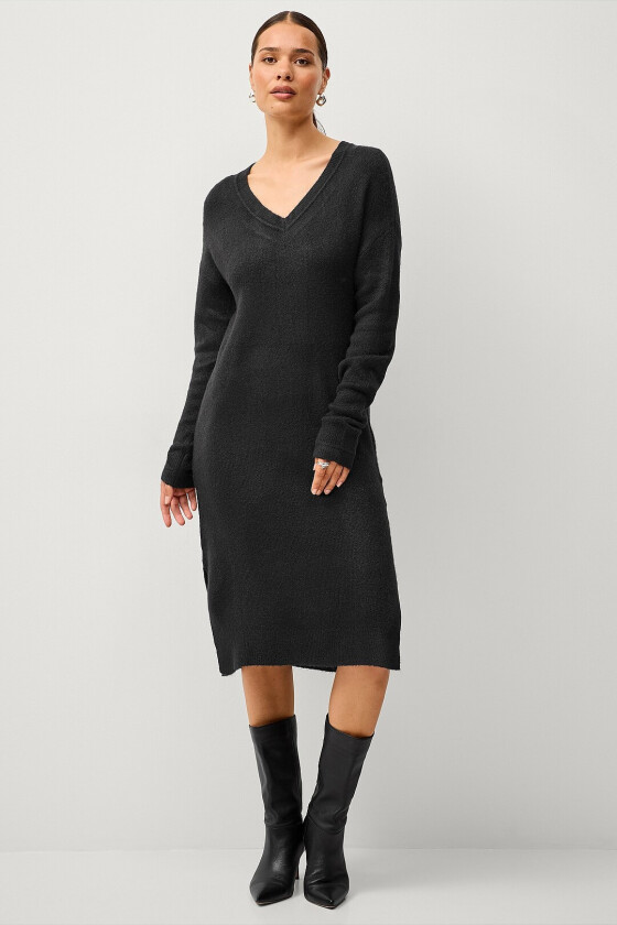 Kjole viMa V-neck L/S Knit Dress - Svart