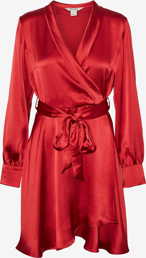 Kjole vmBea LS Shawl Neck Short Dress - Rød