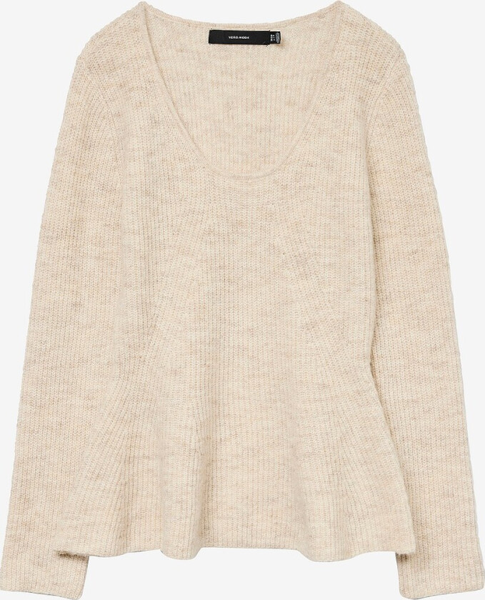 Pullover vmDesma LS U-neck Peplum Pullover G - Beige