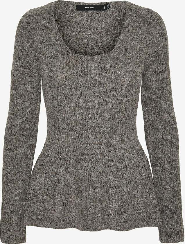 Pullover vmDesma LS U-neck Peplum Pullover G - Grå