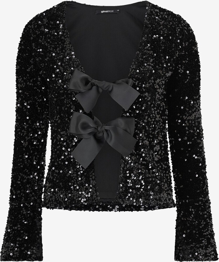 Topp Bow Sequin Top - Svart