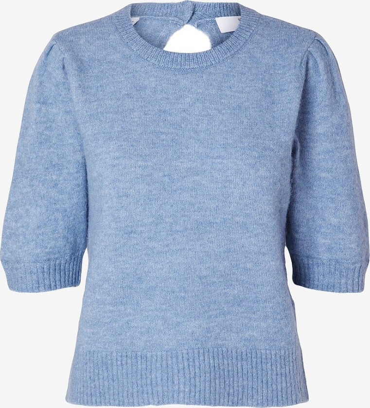Topp slfLulu SS Open Back Knit O-neck NO - Blå