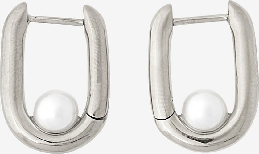 Øredobber Modernist Pearl Hoops S - Sølv