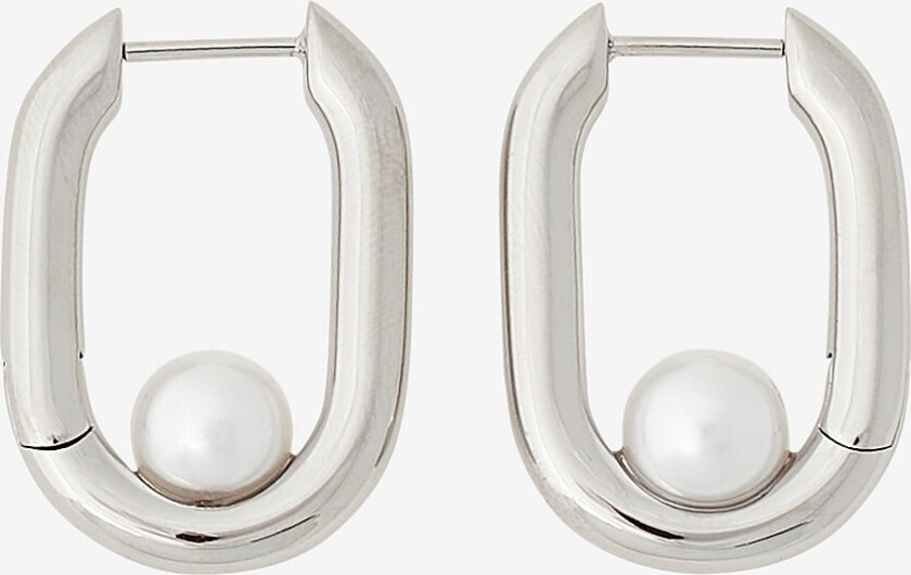 Øredobber Modernist Pearl Hoops L - Sølv