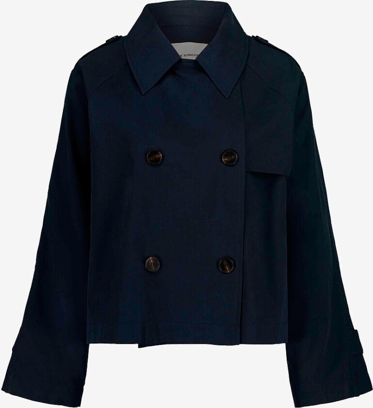 Jakke Cropped Trench Coat - Blå