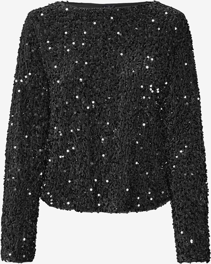 Paljettopp vmBella LS Boatneck Top Jrs - Svart