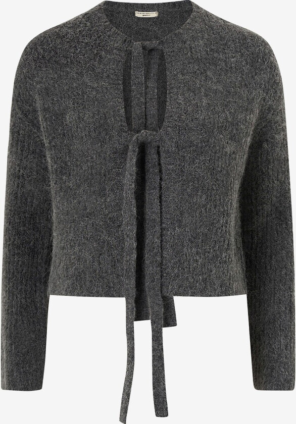 Kardigan Knitted Tie Cardigan - Grå