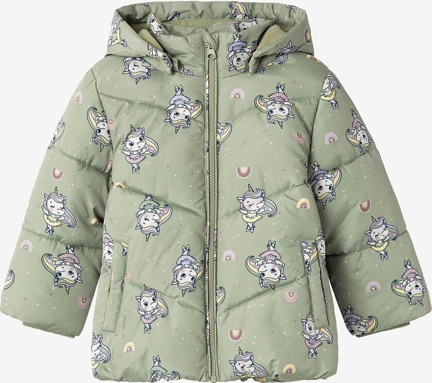 Jakke nmfMay Puffer Jacket Aop - Grønn