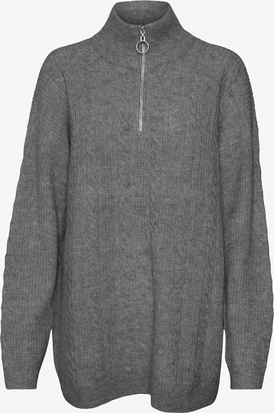 Pullover vmMili LS Highnk Long Zip Pullover - Grå
