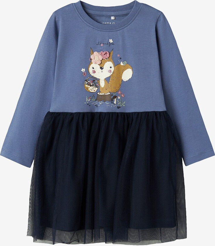 Kjole nmfOhfelia LS Dress Box - Blå