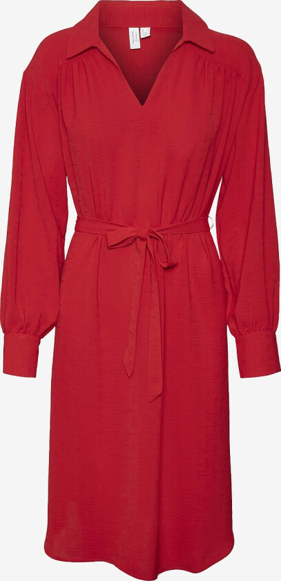 Kjole vmRye L/S V-neck Blk Dress Wvn Btq - Rød