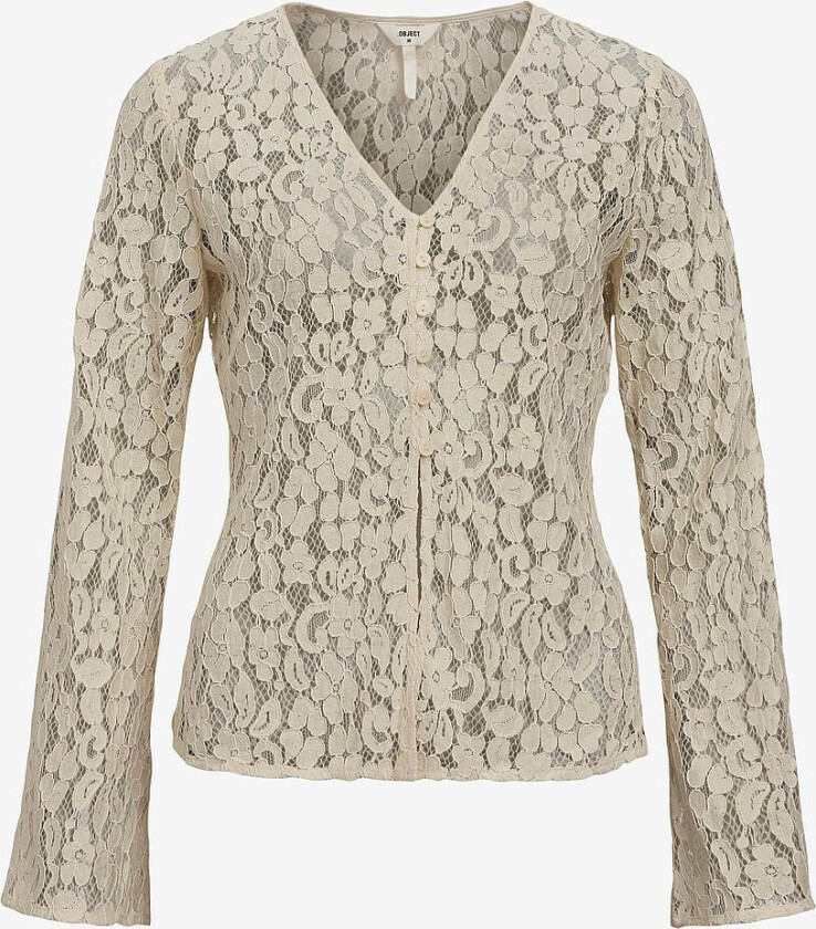 Blondetopp objRitta RE L/S Top E SS Fair 24 - Beige