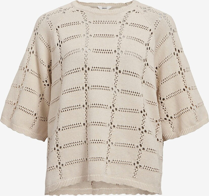 Topp objDenice RE 2/4 Knit Pullover E SS - Beige