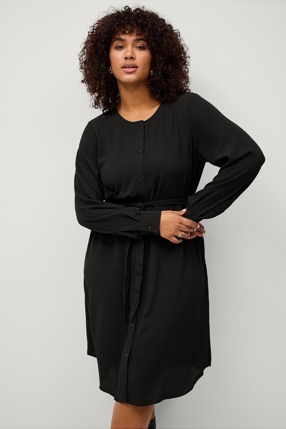 Skjortekjole vAnni L/s Blk Shirt Dress - Svart