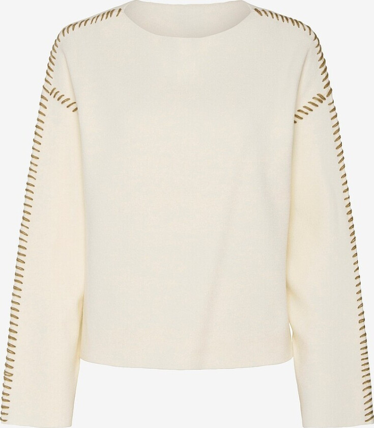 Genser yasStitcha LS Knit Pullover S - Hvit
