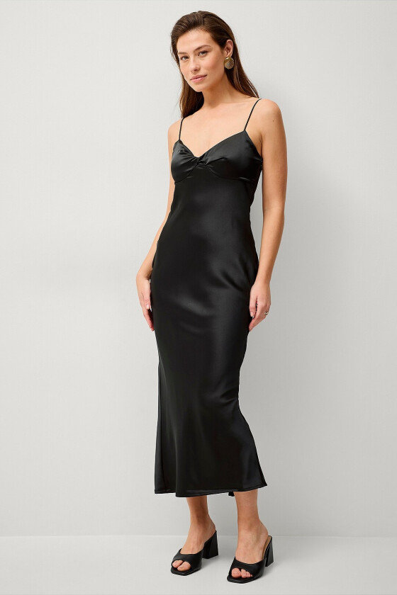 Maxikjole Twisted Strap Midi Dress - Svart