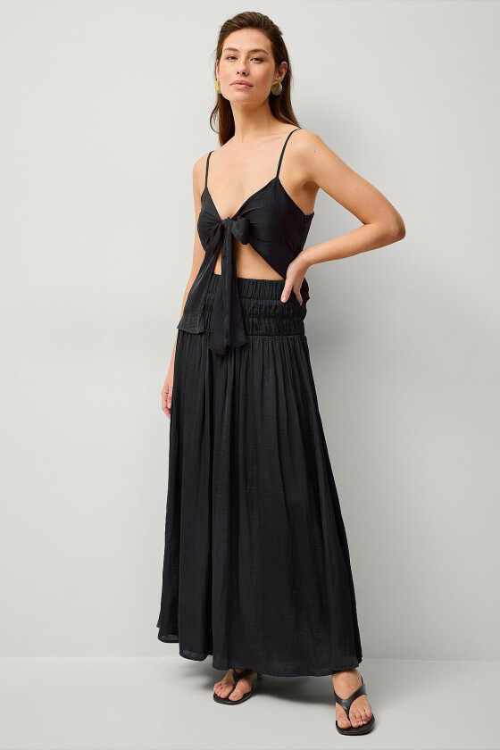 Maxi skjørt Gathered Maxi Skirt - Svart