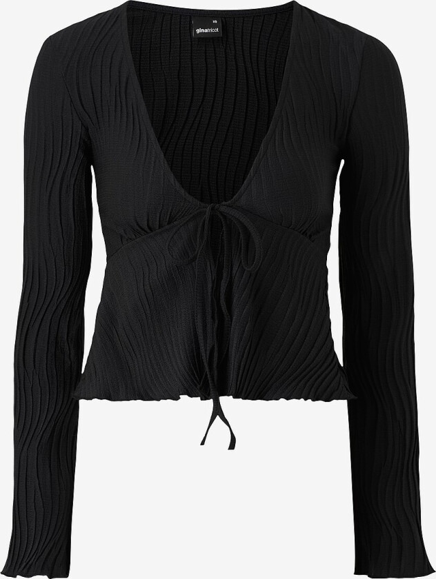 Topp Tie Front Top - Svart