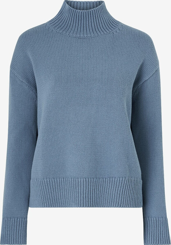 Genser Cotton Blend High-neck Sweater - Blå