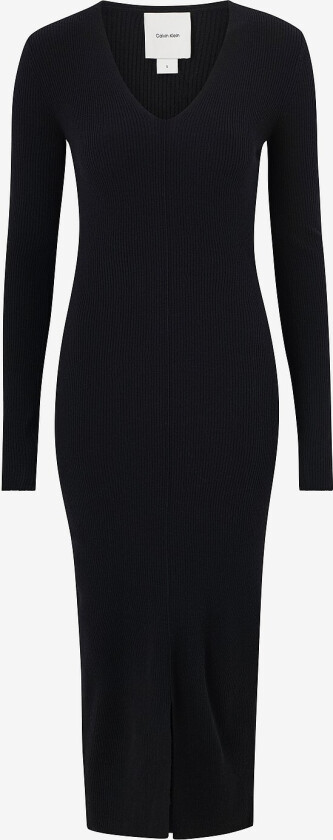 Kjole Soft Rib V-neck Midi Dress - Svart
