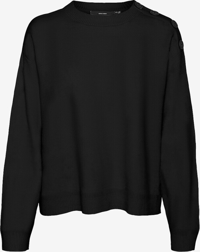 Genser vmSaba LS O-neck Button Pullover GA - Svart