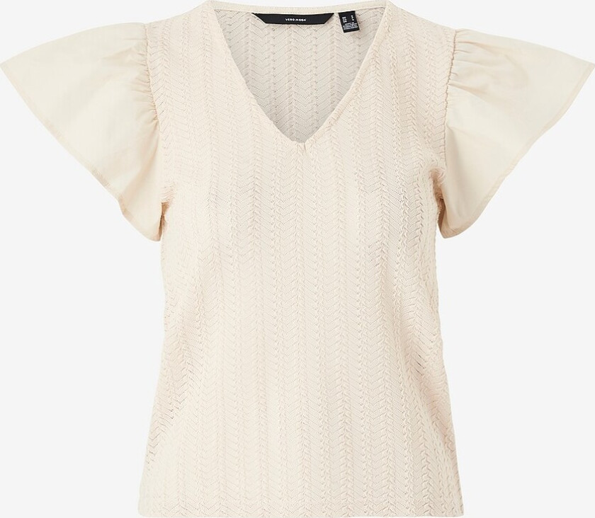 Topp vmNaja SS V-neck Top - Beige