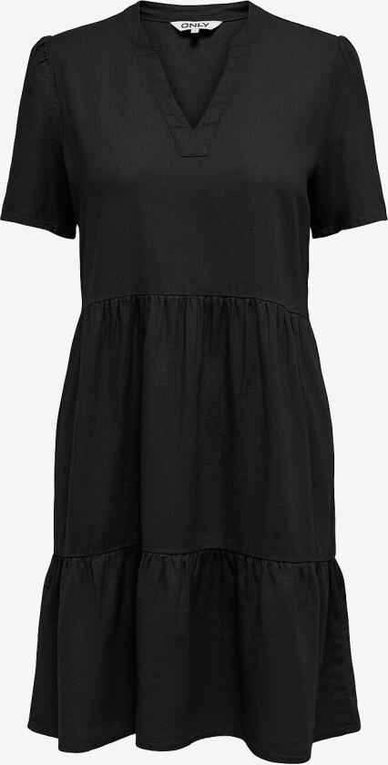 Kjole onlTiri-caro S/S V-neck Lin Dress - Svart